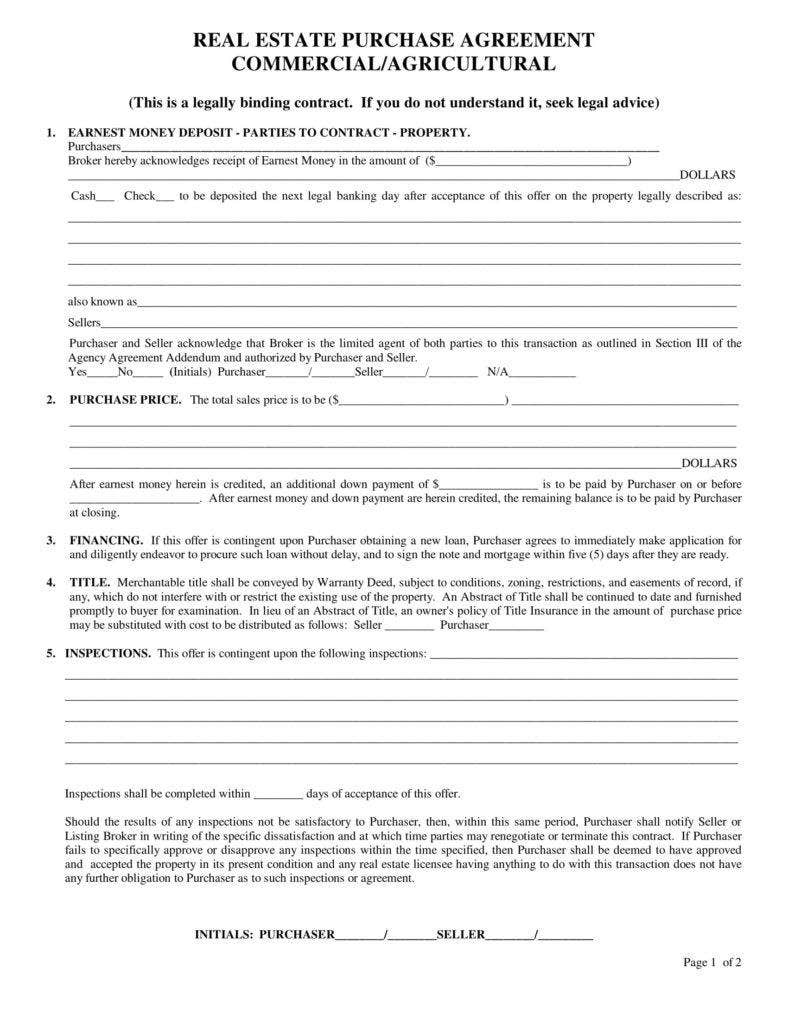 12 FREE Real Estate Purchase Agreement Templates PDF Word Free 