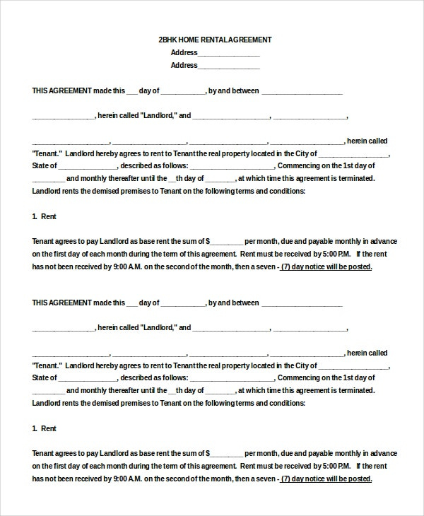 13 Blank Rental Agreement Templates Free Sample Example Format 