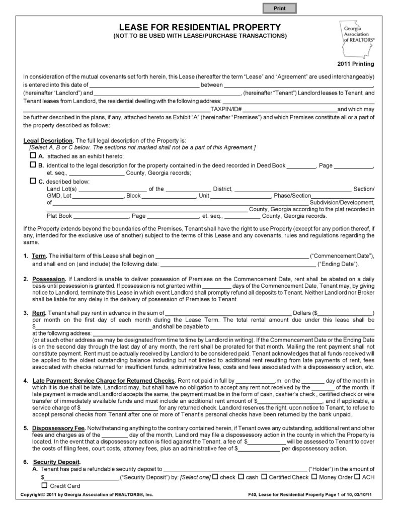 Blank Lease Agreement Free Printable Free Printable Printable Lease Agreement 4115