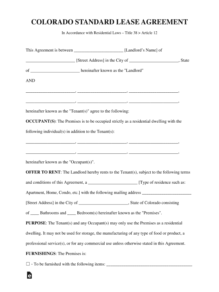 Colorado Residential Lease Agreement Fill Out And Sign Printable PDF 
