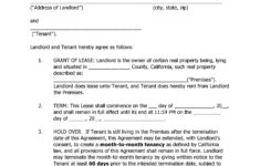 Download Free California Residential Rental Agreement Printable Lease