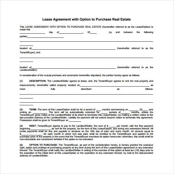 FREE 10 Lease Purchase Agreement Templates In PDF MS Word Google 