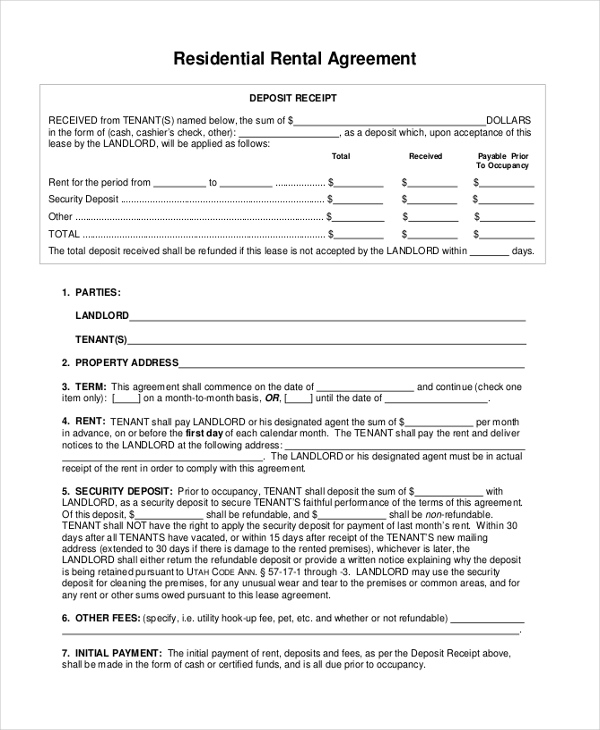 FREE 11 Sample Basic Rental Agreement Forms In PDF MS Word
