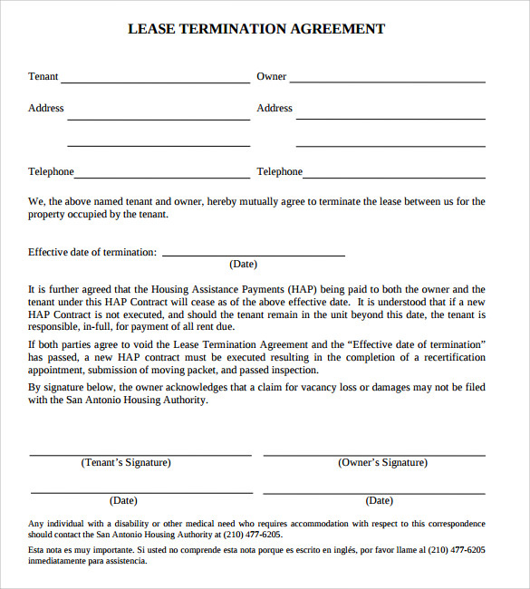 FREE 12 Lease Termination Agreement Templates In PDF MS Word 
