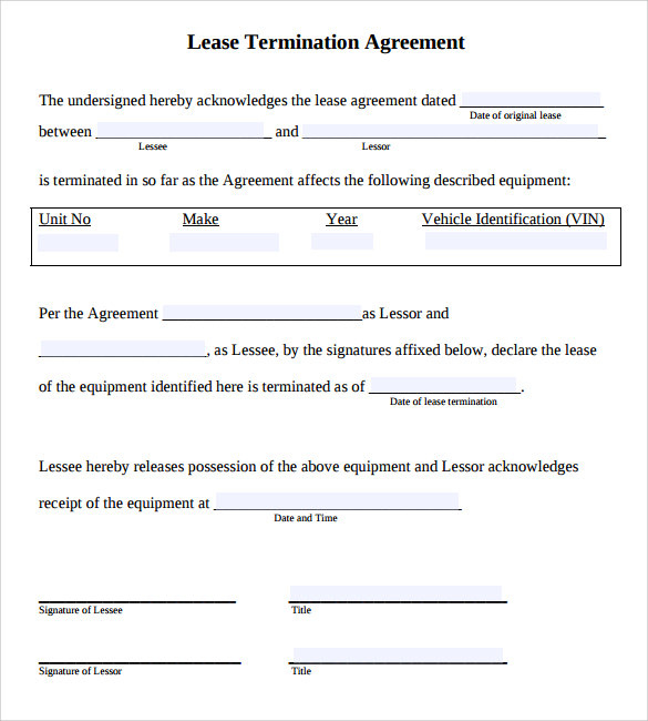 FREE 13 Sample Lease Termination Agreement Templates In PDF MS Word 