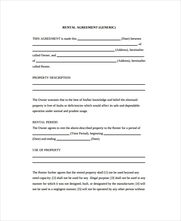 FREE 19 Sample Rental Agreement Templates In PDF MS Word