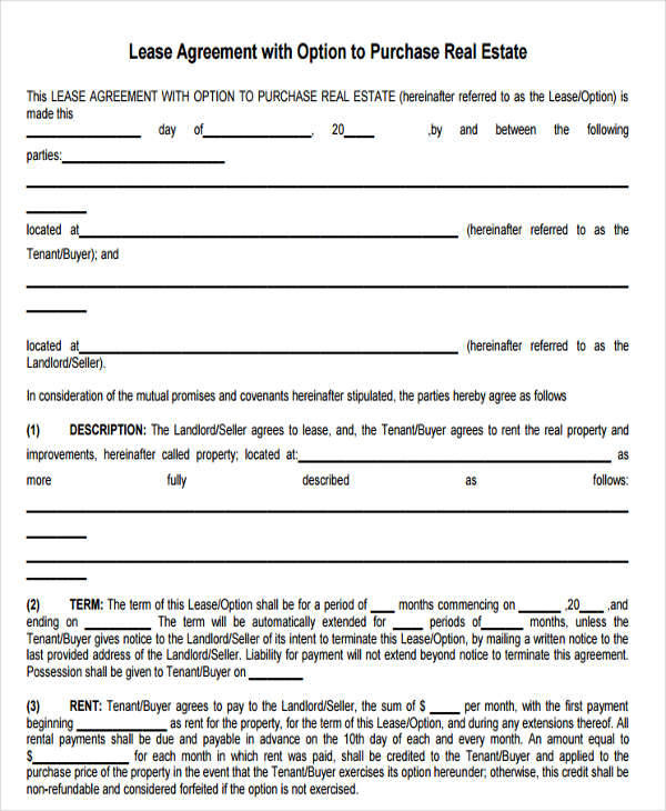 FREE Printable Lease Purchase Agreement