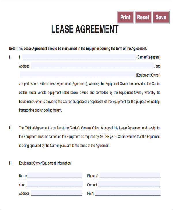 FREE 6 Owner Operator Lease Agreement Samples In MS Word Google Docs 