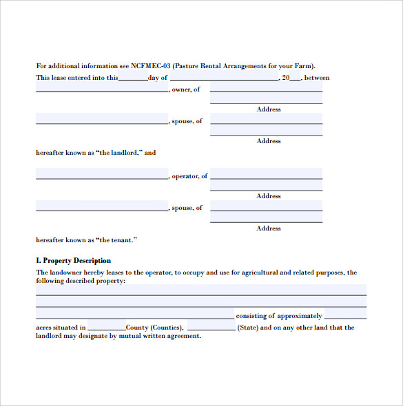 FREE 6 Sample Pasture Lease Agreement Templates In PDF MS Word 