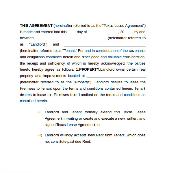 FREE 7 Sample Texas Residential Lease Agreement Templates In PDF MS Word