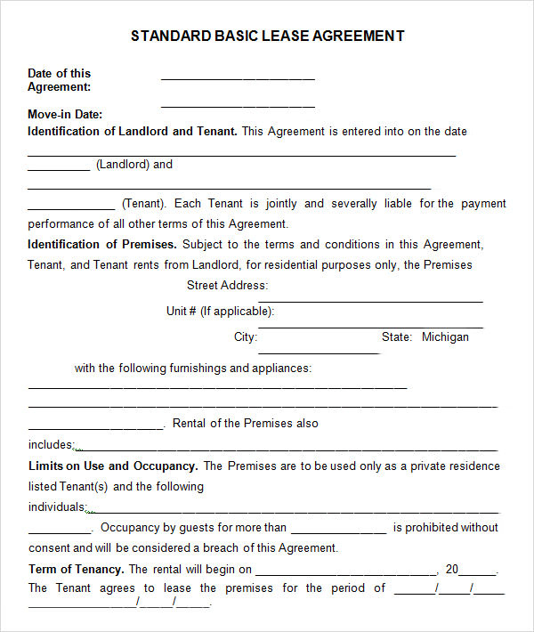 FREE Printable Basic Lease Agreement PDF
