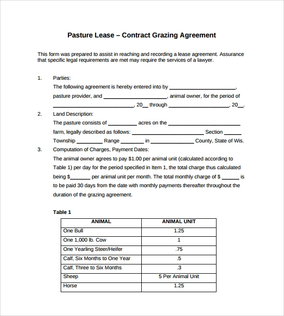 FREE 8 Sample Pasture Lease Agreement Templates In PDF MS Word 