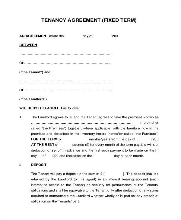 FREE 8 Sample Tenant Agreement Forms In PDF MS Word