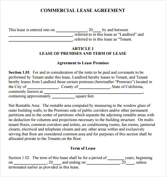 FREE 9 Sample Commercial Lease Agreement Templates In Google Docs MS 