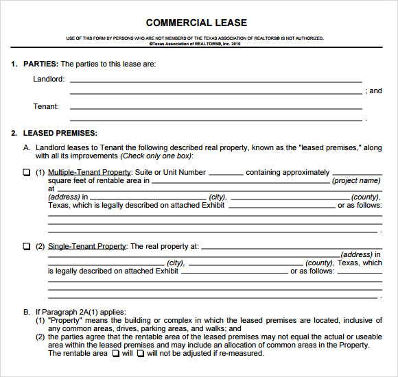Commercial Lease Agreement Printable