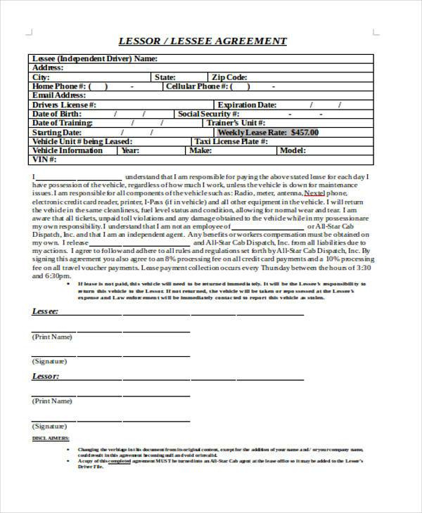 FREE 9 Sample Truck Lease Agreements In PDF MS Word