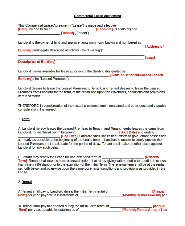 FREE 9 Simple Lease Agreement Templates In PDF MS Word