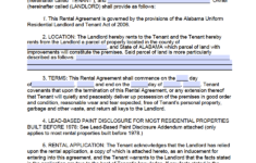 Free Alabama Standard Residential Lease Agreement Template PDF