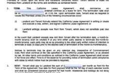 Free California Standard Residential Lease Agreement Template PDF Word