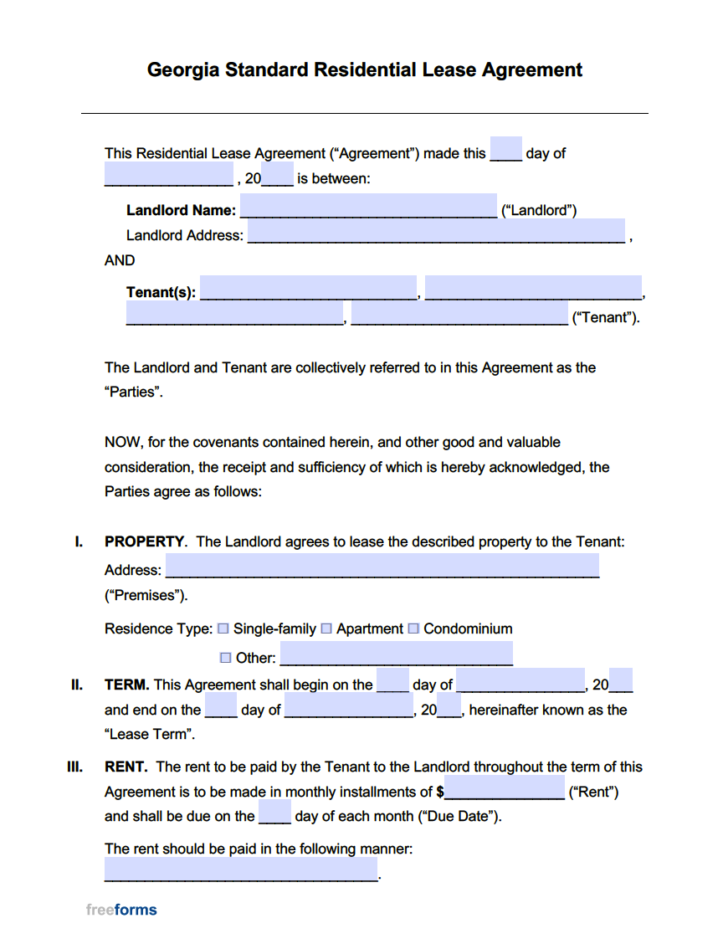 Free Georgia Standard Residential Lease Agreement Template PDF WORD Free Georgia Standard Residential Lease Agreement Template PDF WORD