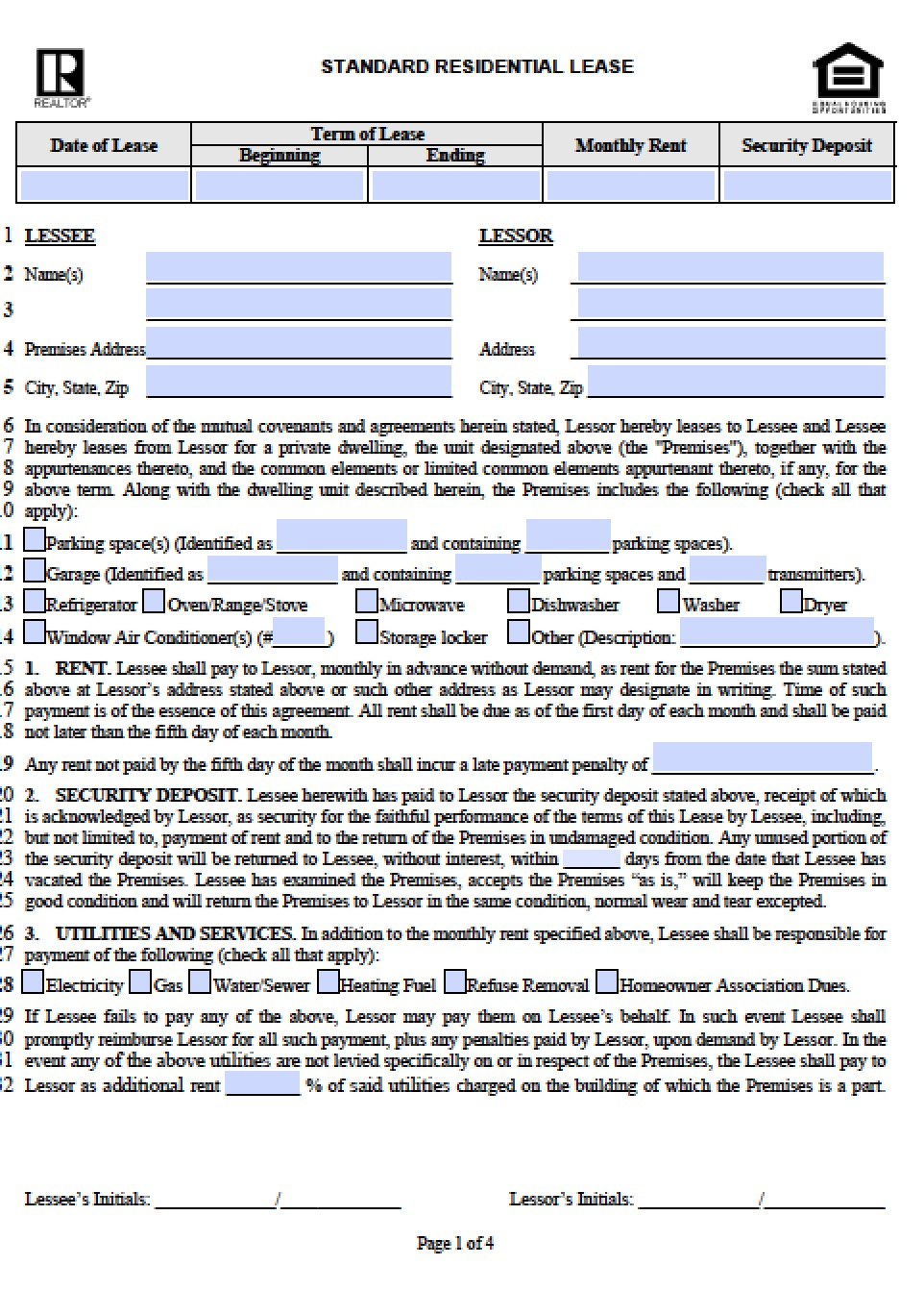 Free Illinois Residential Lease Agreement Template PDF Word doc 