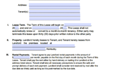 Free Kentucky Standard Residential Lease Agreement Template PDF WORD