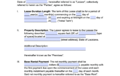 Free Louisiana Commercial Lease Agreement Template PDF WORD