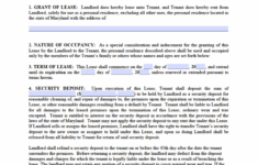 Free Maryland Standard Residential Lease Agreement Template PDF WORD