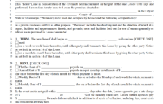 Free Mississippi Standard Residential Lease Agreement PDF WORD