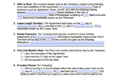 Free Mississippi Standard Residential Lease Agreement Template PDF WORD