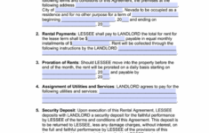Free Nevada Standard Residential Lease Agreement Template PDF WORD