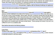 Free North Carolina Standard Residential Lease Agreement Template PDF