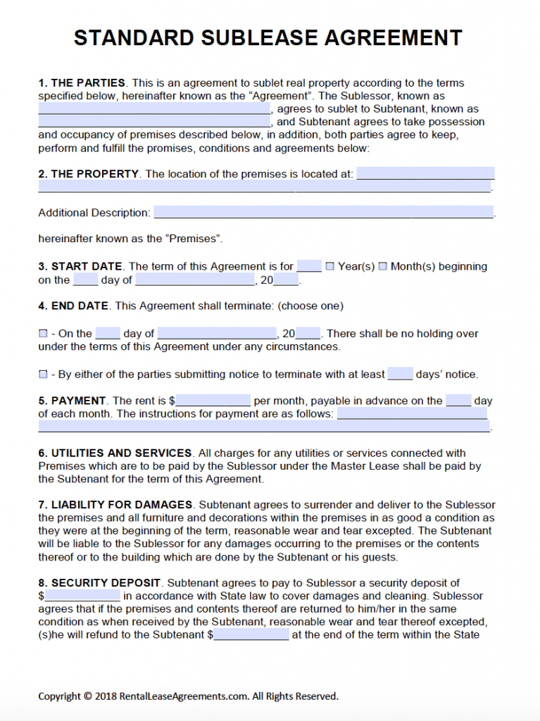 Free Printable Rental Lease Agreement Templates PDF Word Rental 