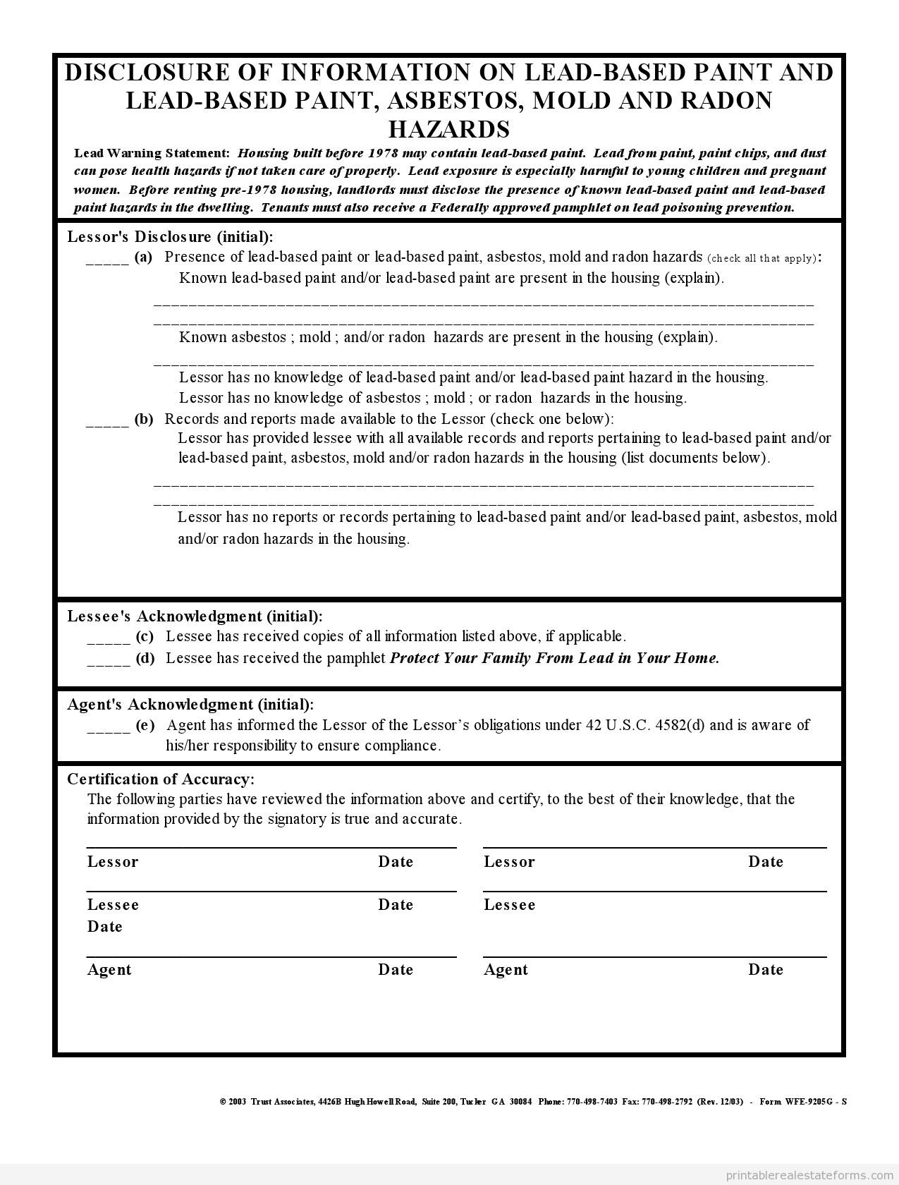 Free Printable Standard Rental Agreement Form SAMPLE 