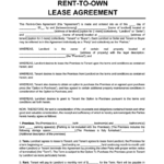 Free Rent To Own Lease Agreement Legal Templates