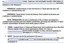Free Tennessee Residential Lease Agreement Form PDF Template