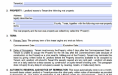 Free Texas Standard Residential Lease Agreement Template PDF WORD