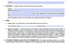 Free Texas Standard Residential Lease Agreement Template PDF WORD