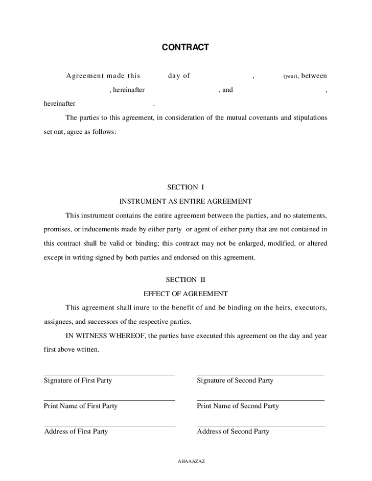 General Contract Free Printable Documents