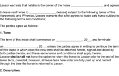 Horse Lease Agreement Template Free Download Speedy Template