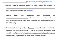 Month to Month Rental Agreement Free Templates State Laws