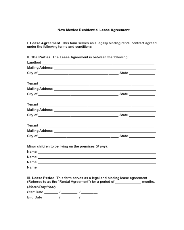 New Mexico Residential Lease Agreement Edit Fill Sign Online Handypdf