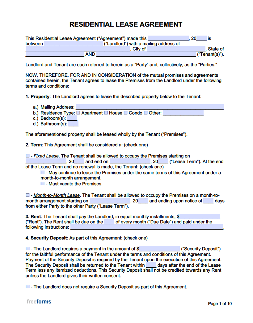 Printable Blank Lease Agreement Form 19 Free Word Pdf Documents Images