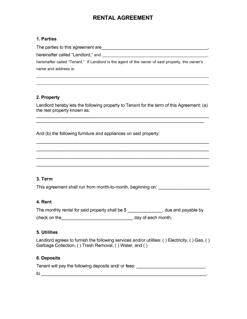 Rental Agreement Template Free Printable Documents | Printable Lease ...