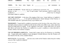 Residential Lease Agreement Fillable PDF Free Printable Legal Forms