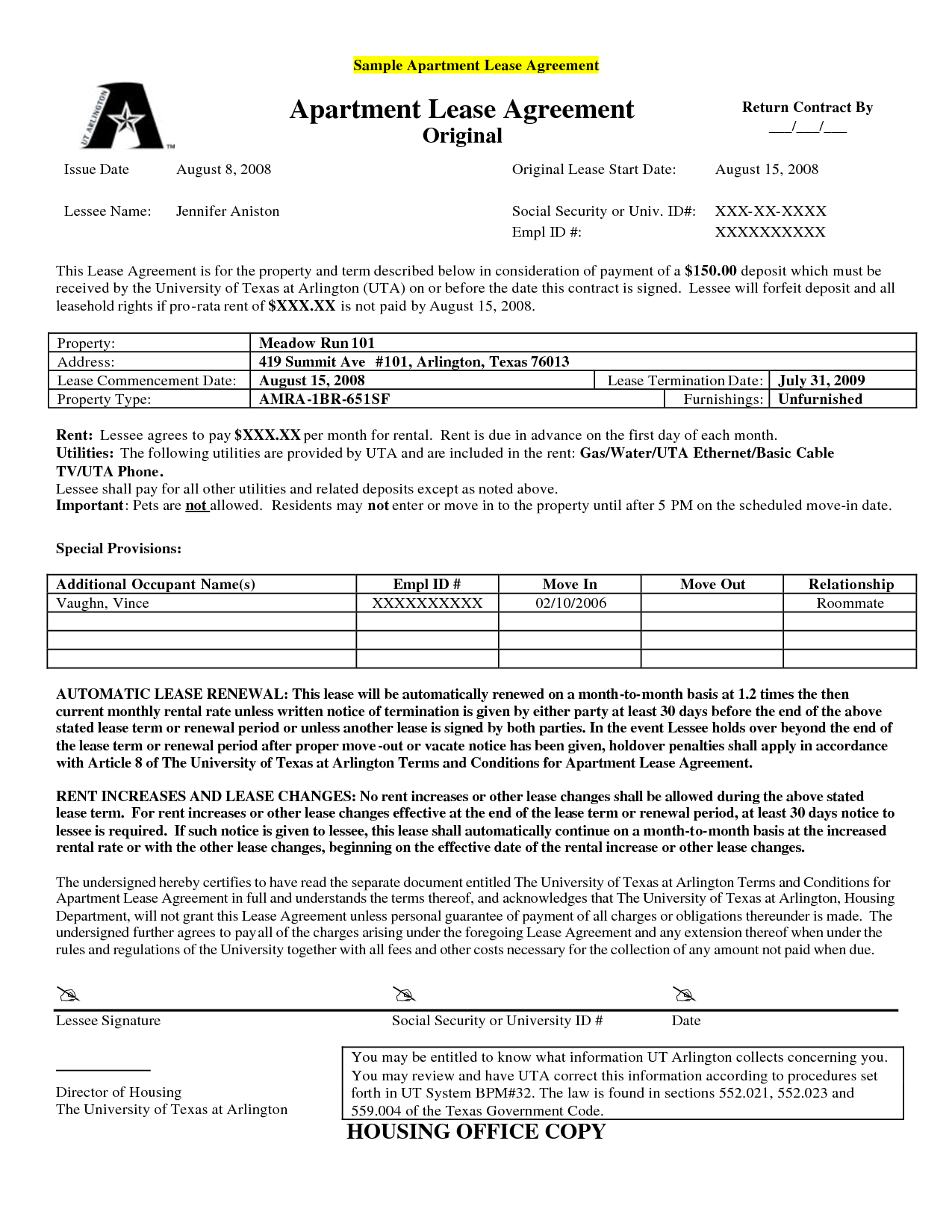 Sample apartment lease agreement pdf doc sample