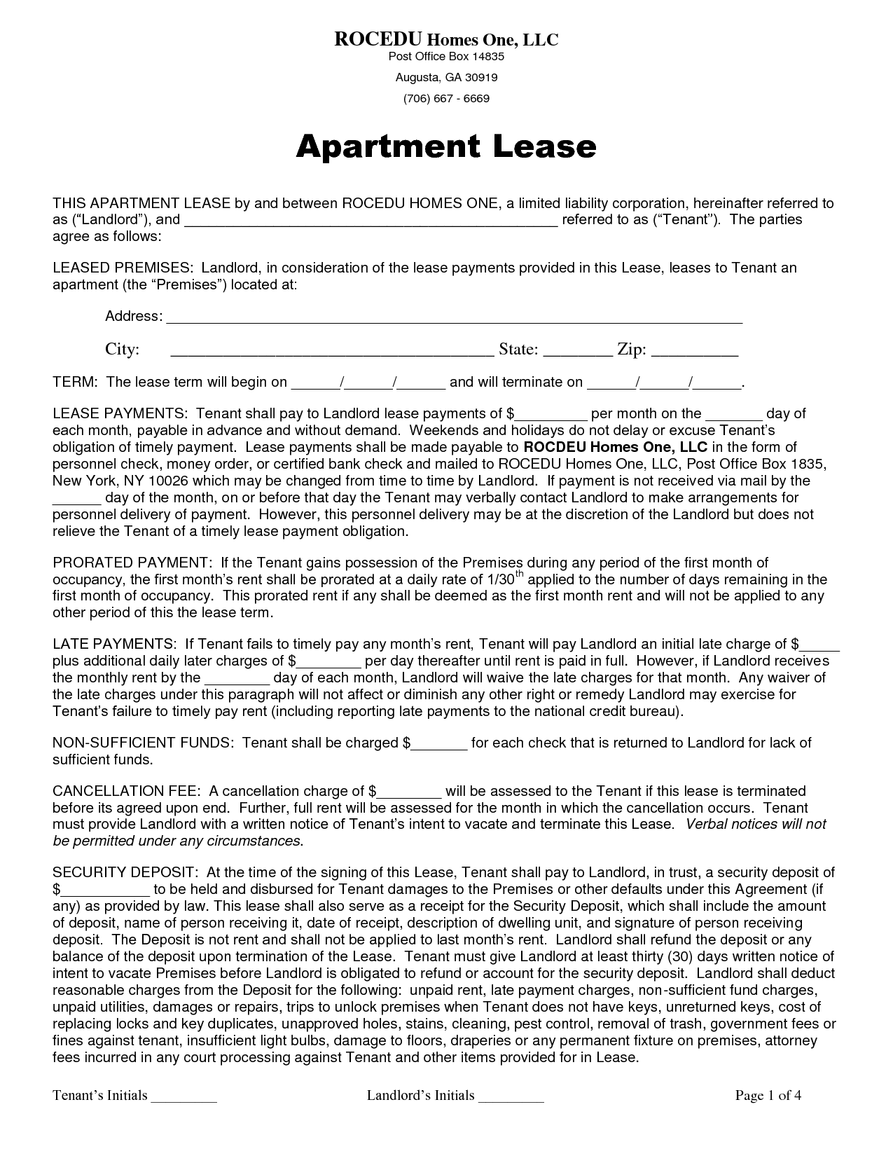 Sample Apartment Lease DOC By Gabyion Apartment Lease Agreement 