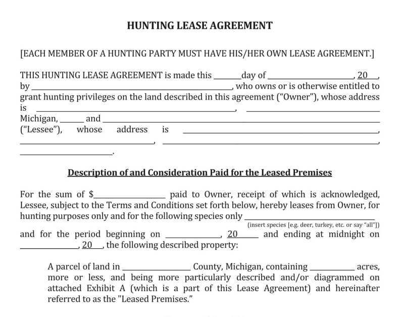 Sample Hunting Lease Agreement Oklahoma Classles Democracy