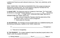 Texas Standard Residential Lease Agreement Template Printable Form