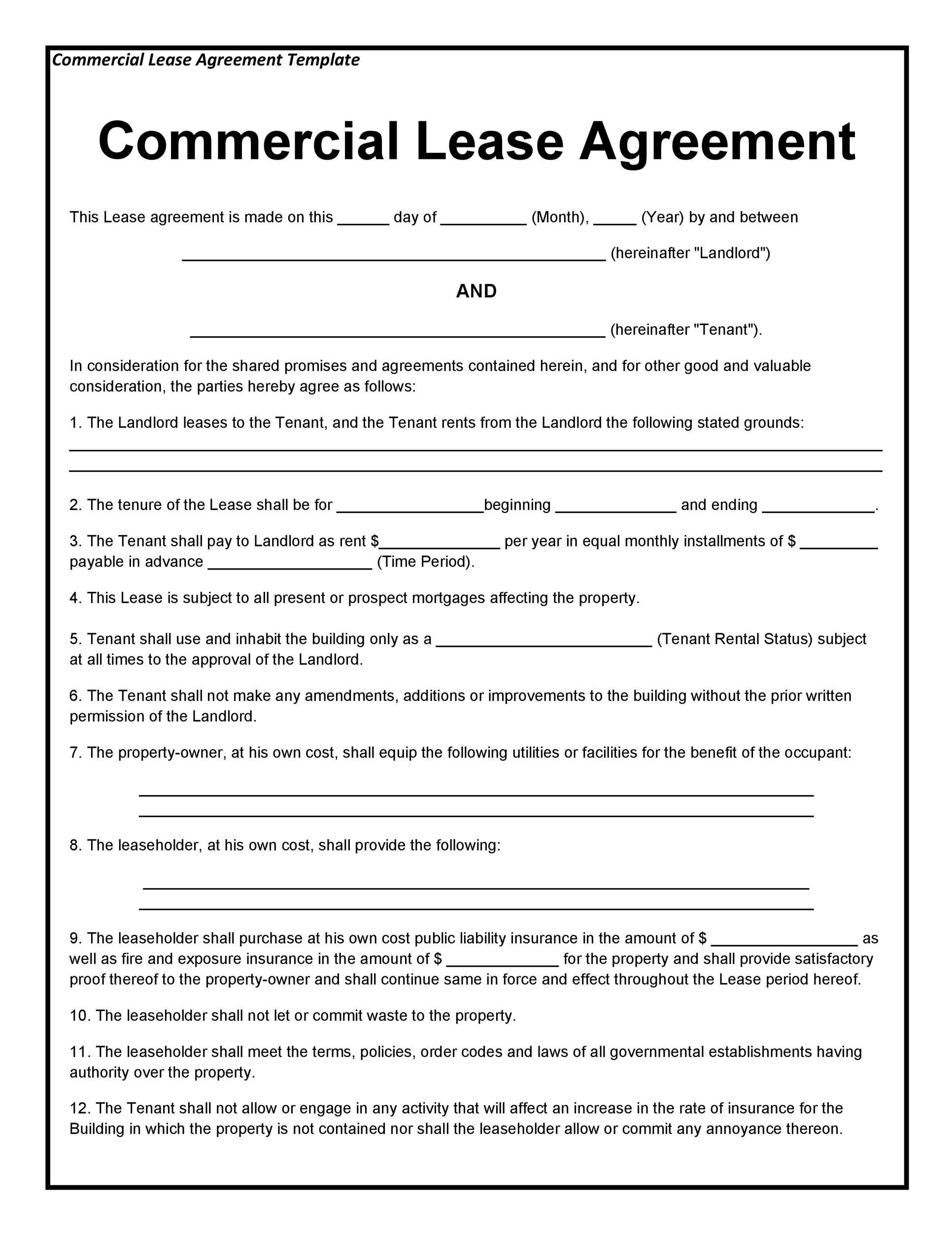 27 Free Commercial Lease Agreement Templates ᐅ Templatelab pertaining to Free Printable Office Lease Agreement